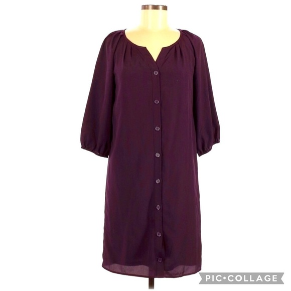 The Limited Dresses & Skirts - The Limited Button Up 3/4 Slight Puff Sleeve Dress